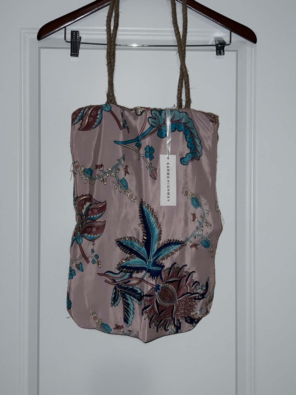 Karma Highway Pink Floral Jute Tote